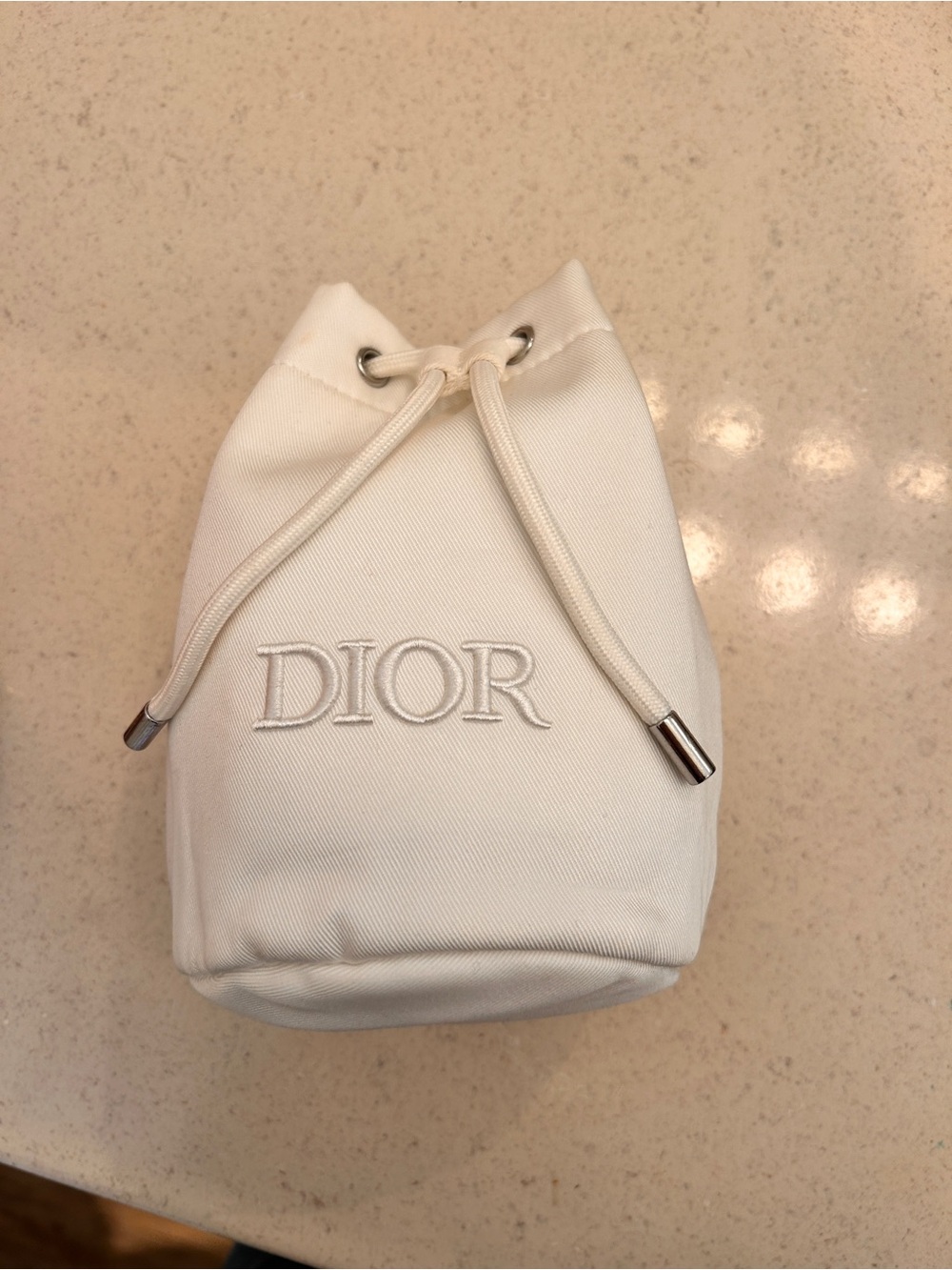 Dior Ivory Drawstring Cosmetic Pouch